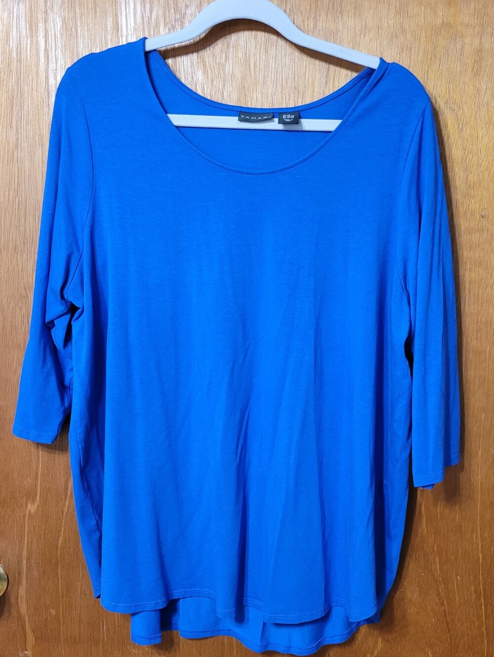 Tahari 3/4 Sleeve Royal Blue Top Size 2X (1287)